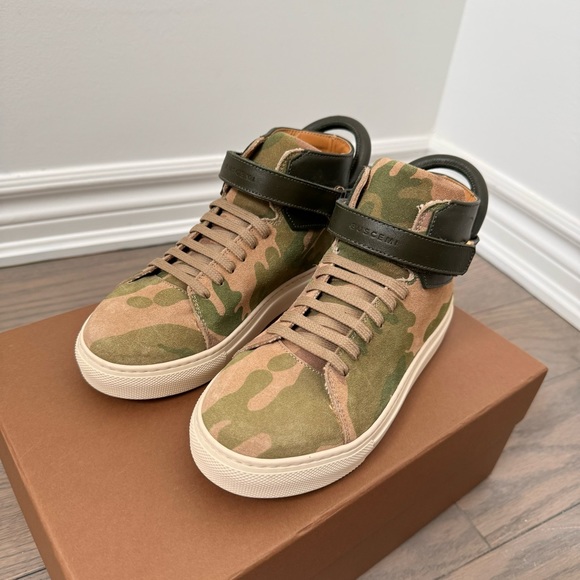 Kids Buscemi Camo Military High Top Sneaker EU33 NEW Never Worn Leather Trainers - Picture 2 of 10